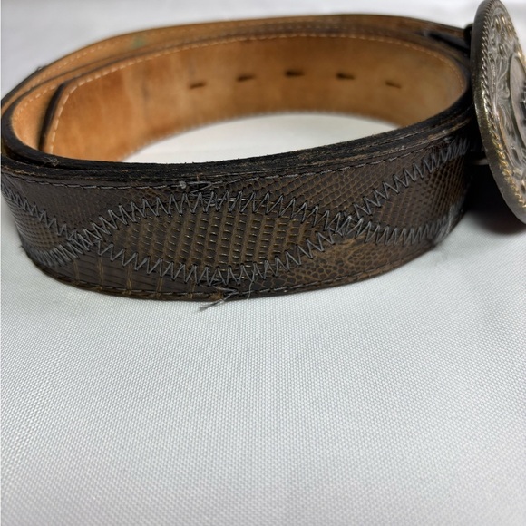 Vtg Fort Worth Leather Men's Brown Patterned Leather Belt, 51411 Size 40 - Picture 4 of 12